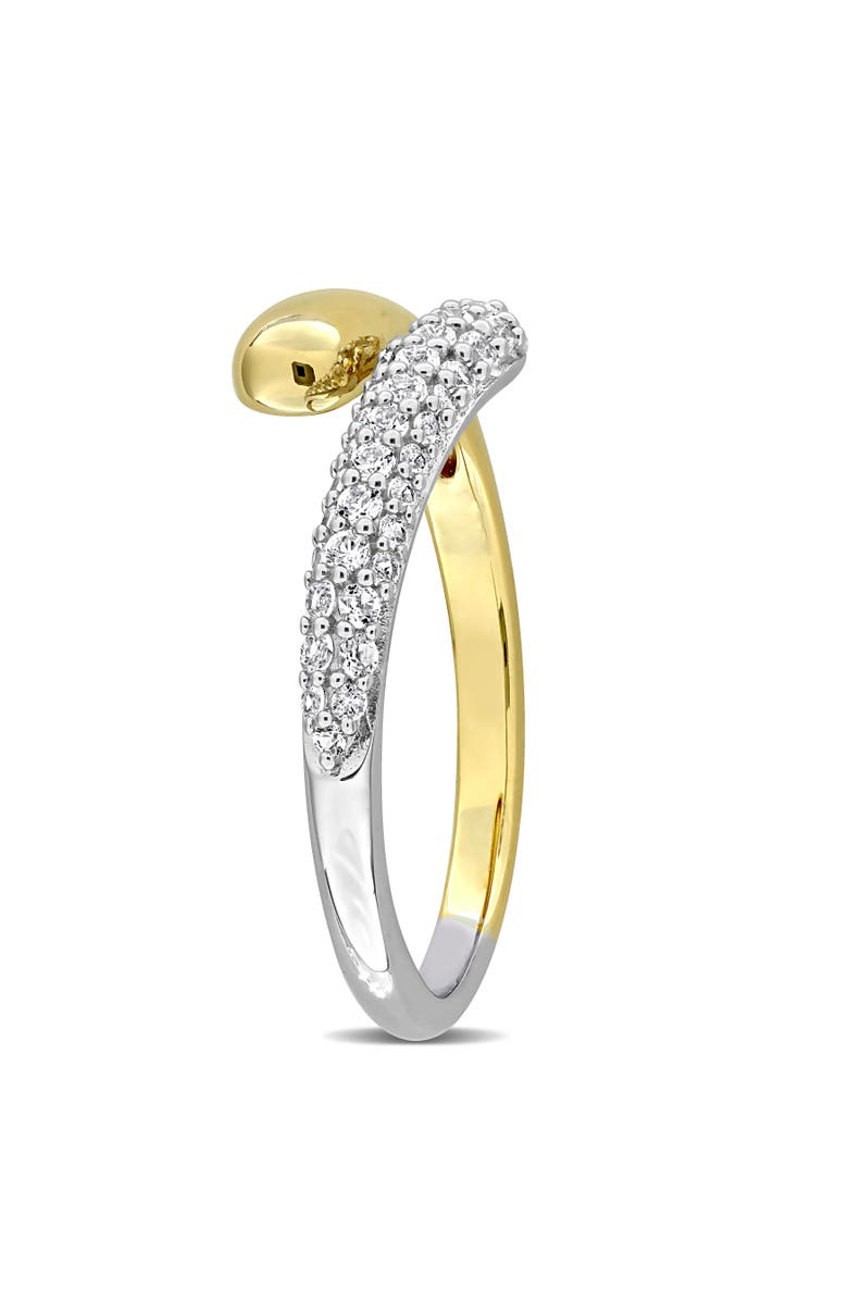 Julianna B. Created White Sapphire Bypass Ring Yellow Silver, Alternate, color, Yellow-Plated Sterling Silver