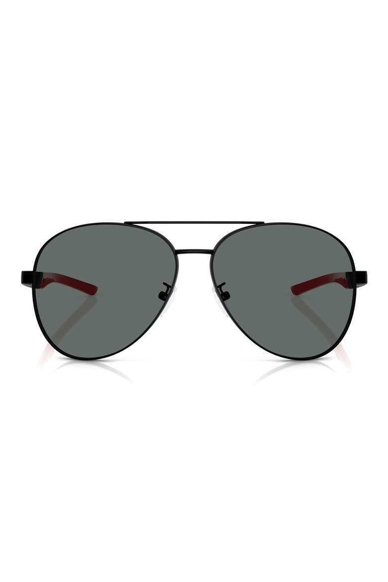 60mm Polarized Pilot Sunglasses, Main, color, MATTE BLACK