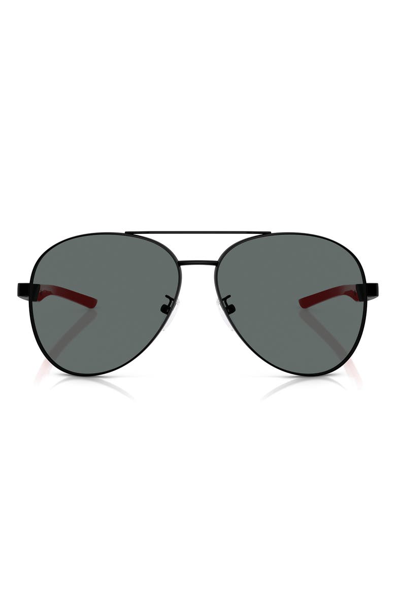 Scuderia Ferrari 60mm Polarized Pilot Sunglasses, Main, color, Matte Black