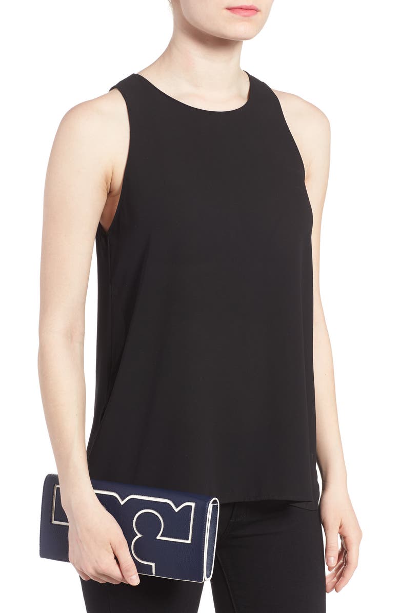 Tory Burch Gigi Print Leather Clutch, Alternate, color,