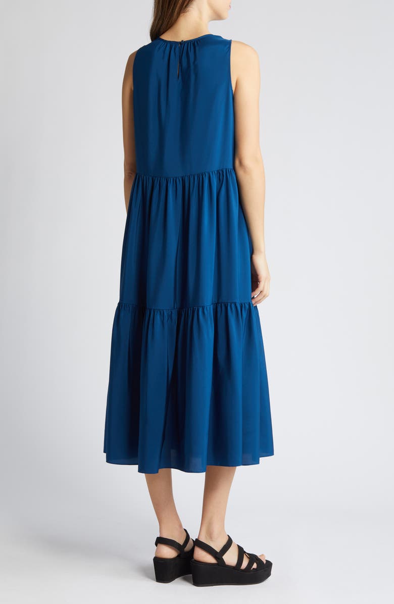 Eileen Fisher Tiered Silk Midi Dress, Alternate, color, Atlan
