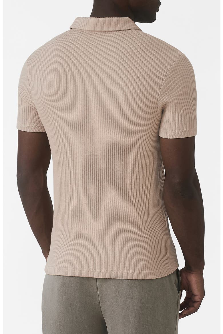 Elysee Slim Ribbed Revere Polo, Alternate, color, Light Beige