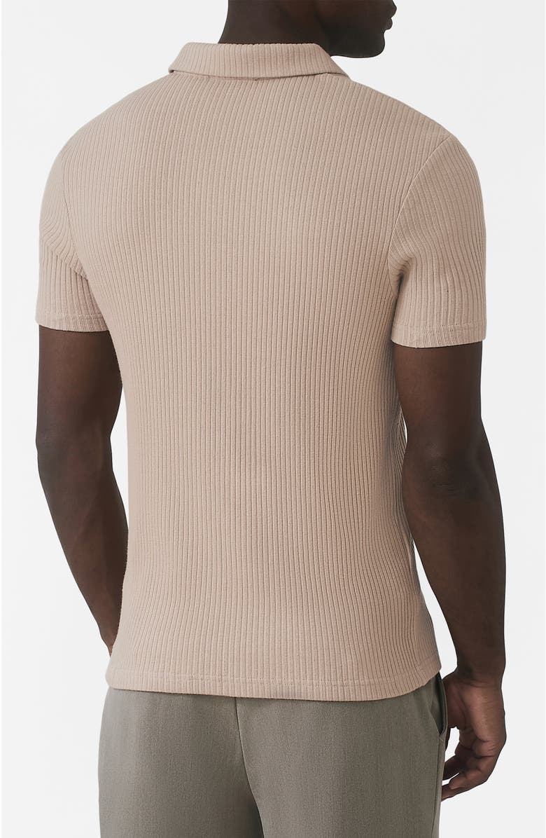MAUVAIS Elysee Slim Ribbed Revere Polo, Alternate, color, Light Beige