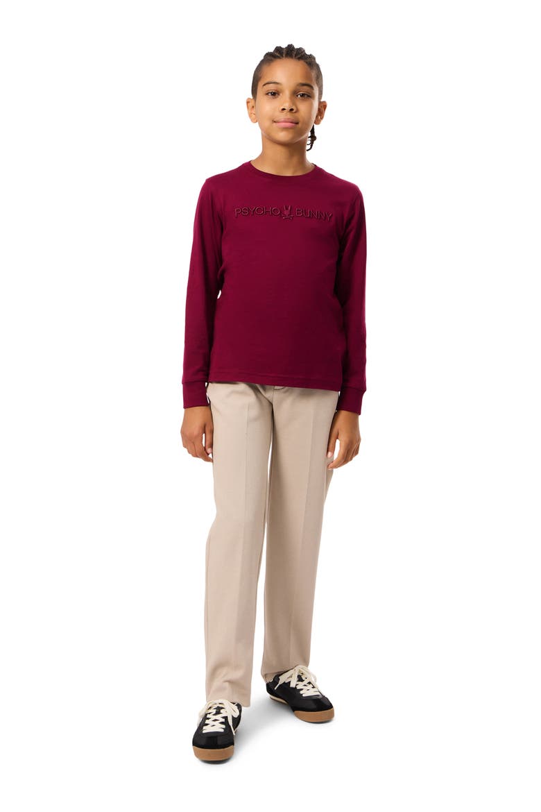 Kids' Lakewood Embroidered Long Sleeve Pima Cotton T-Shirt, Alternate, color, CRIMSON