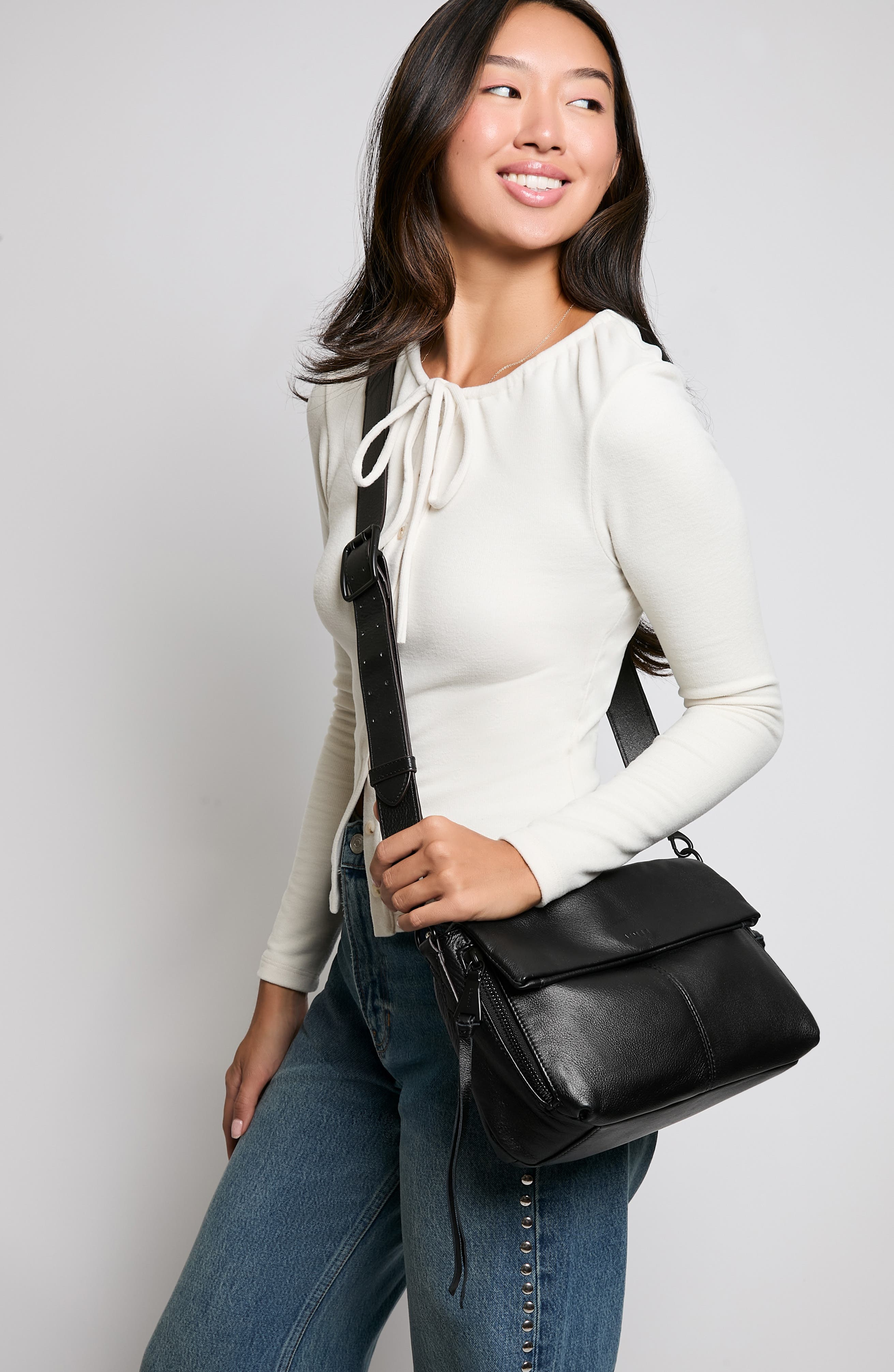 AIMEE Bali Double Entry Crossbody Bag, Alternate, color, Black