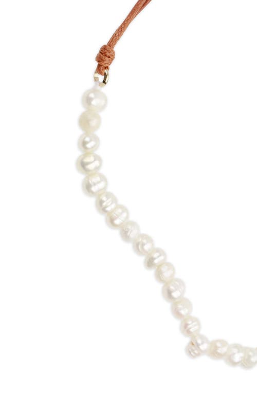 Saachi Faux Pearl Choker Necklace In Brown