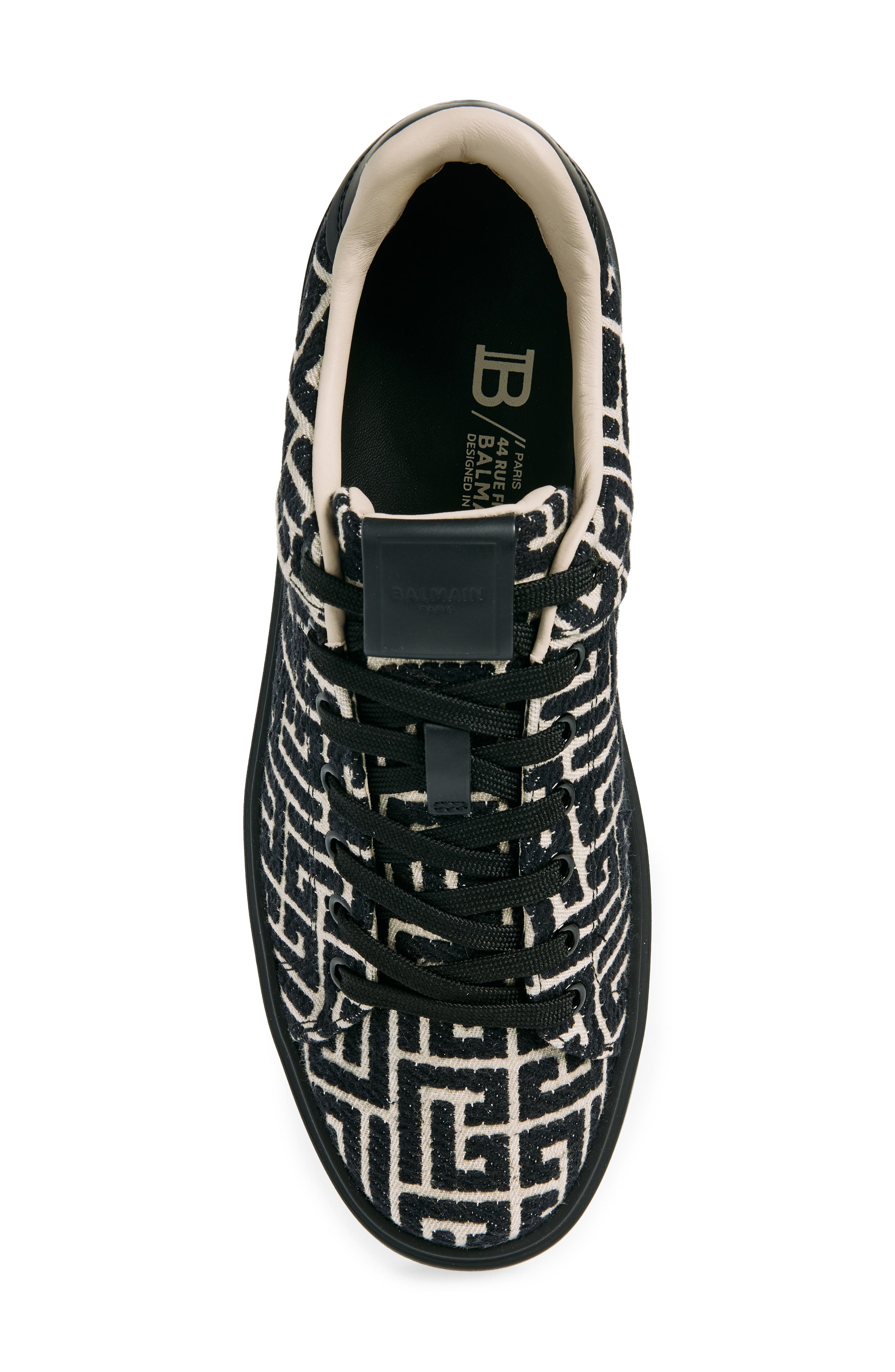 Balmain B-Court Monogram Low Top Sneaker, Alternate, color, Black/ Ivory