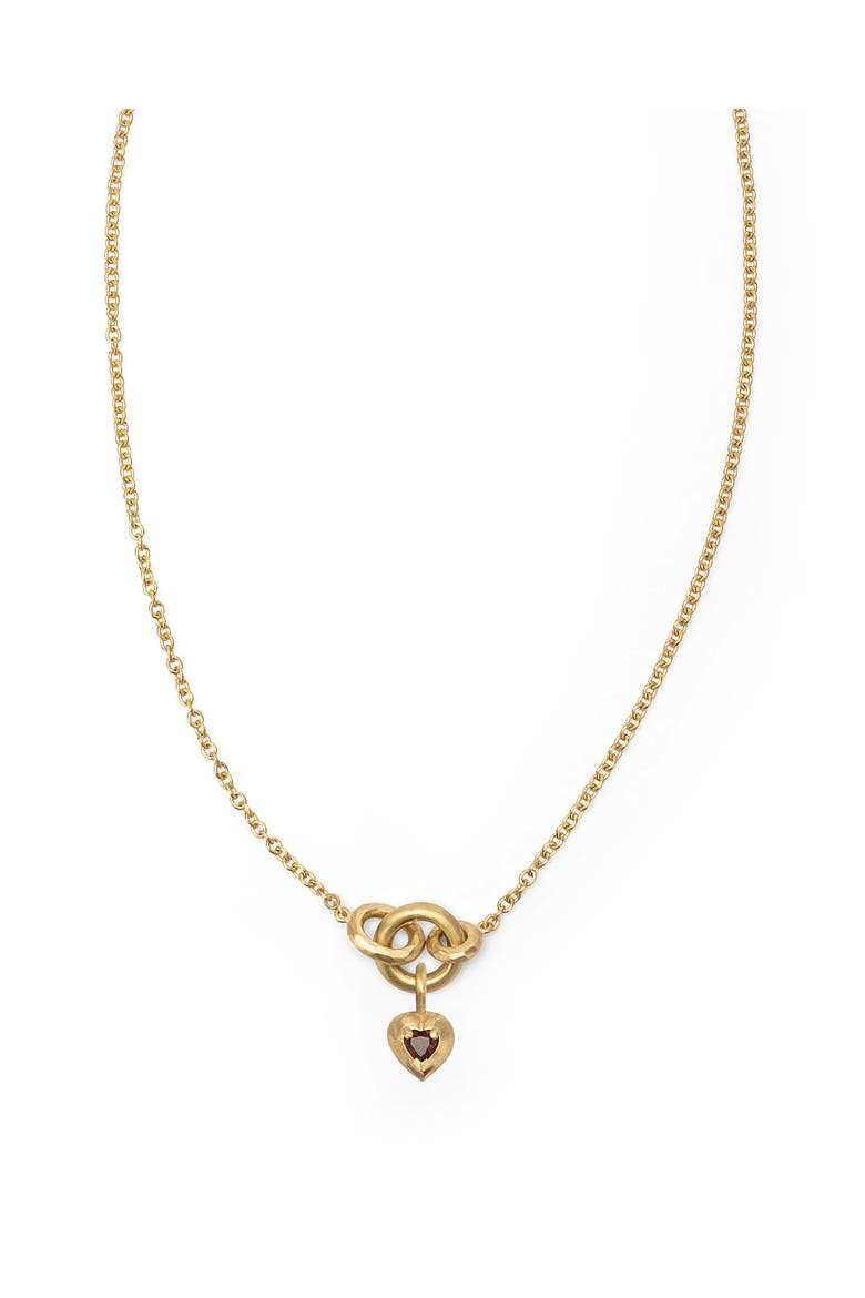 Voyage Necklace Light Chain with Heart Charm Red Garnet, Main, color, Red Garnet