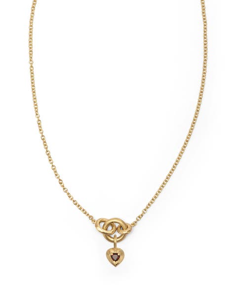 Voyage Necklace Light Chain with Heart Charm Red Garnet