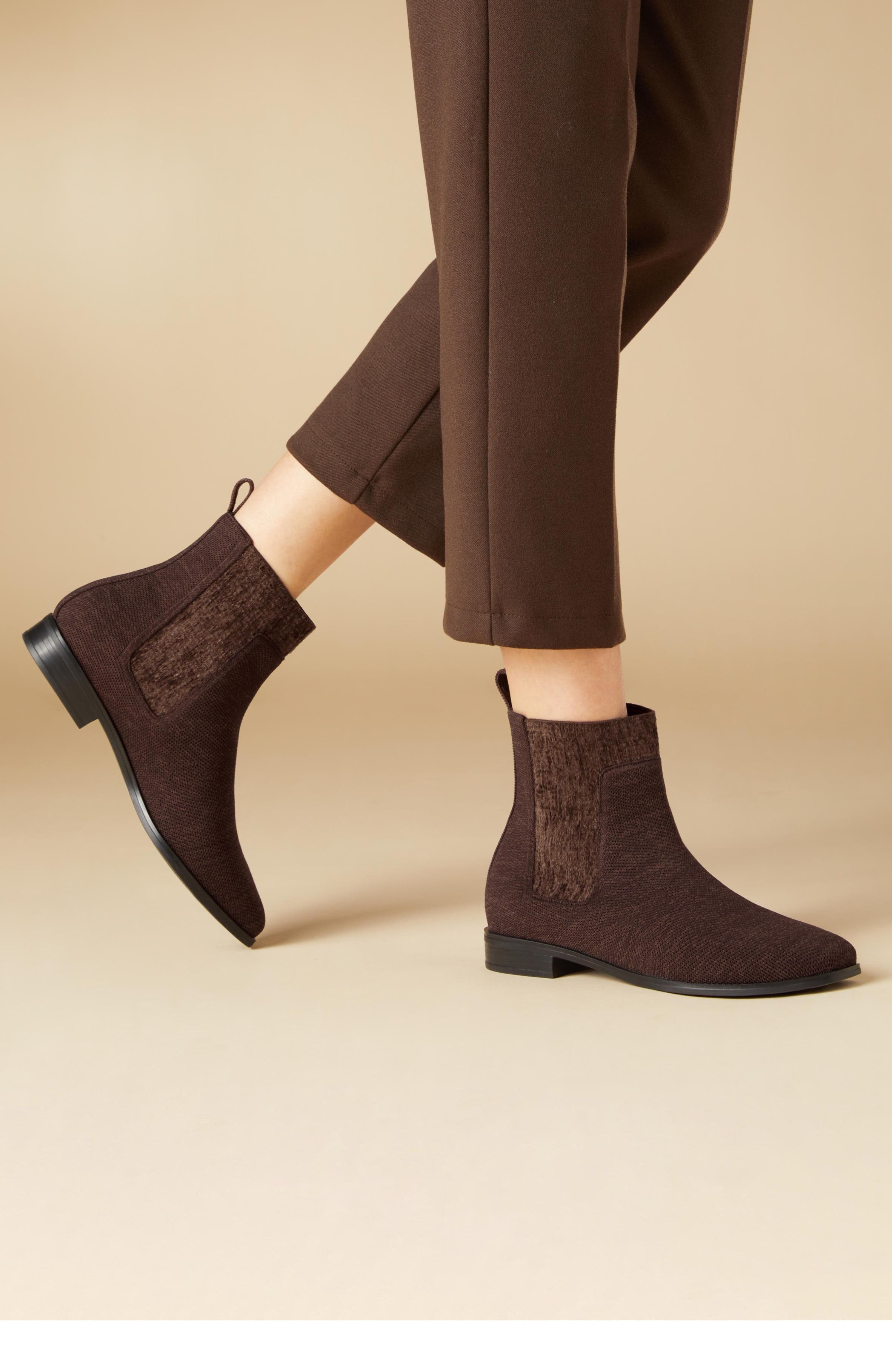 VIVAIA Square-Toe Water-Repellent Ankle Boots, Alternate, color, Dark Chocolate