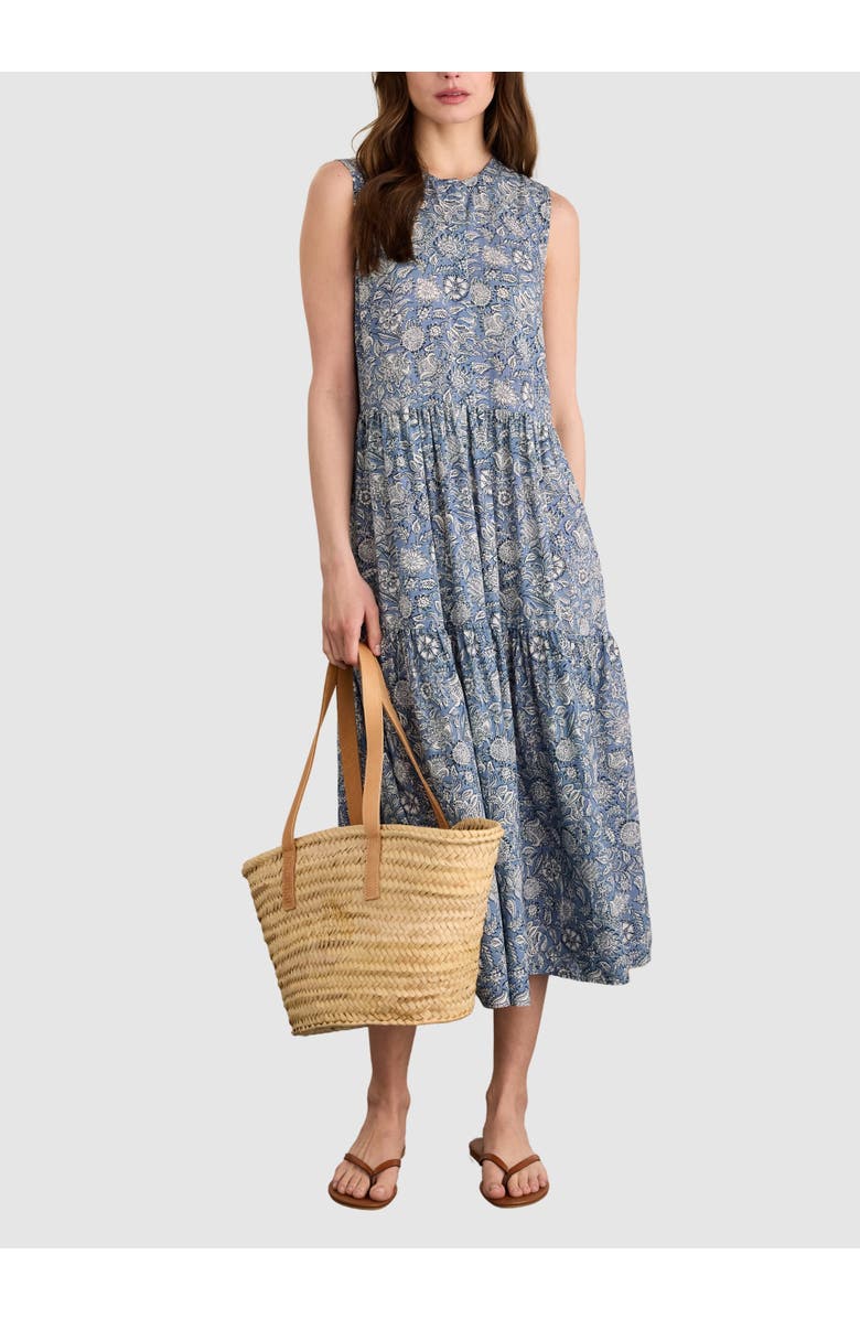 Baukjen Annmarie Sleeveless Printed Dress, Alternate, color, Denim Woodblock Print