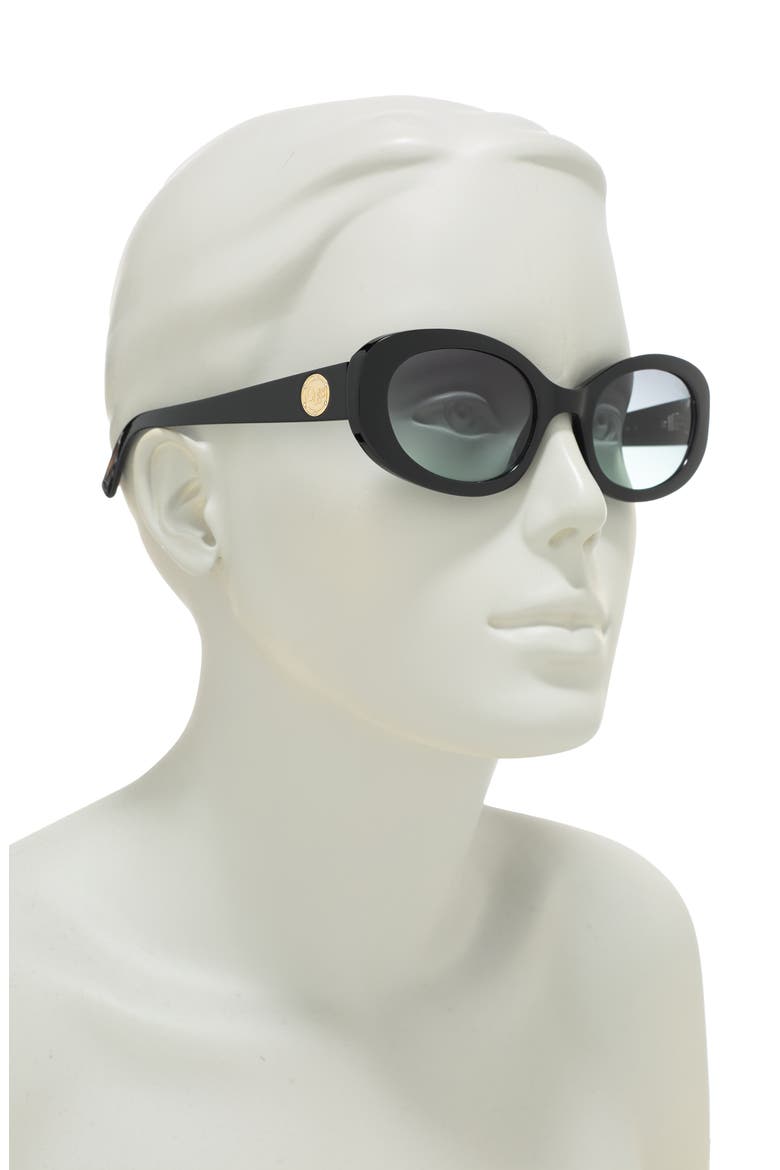 52mm Oval Sunglasses, Alternate, color, SHINY BLACK / GRADIENT SMOKE