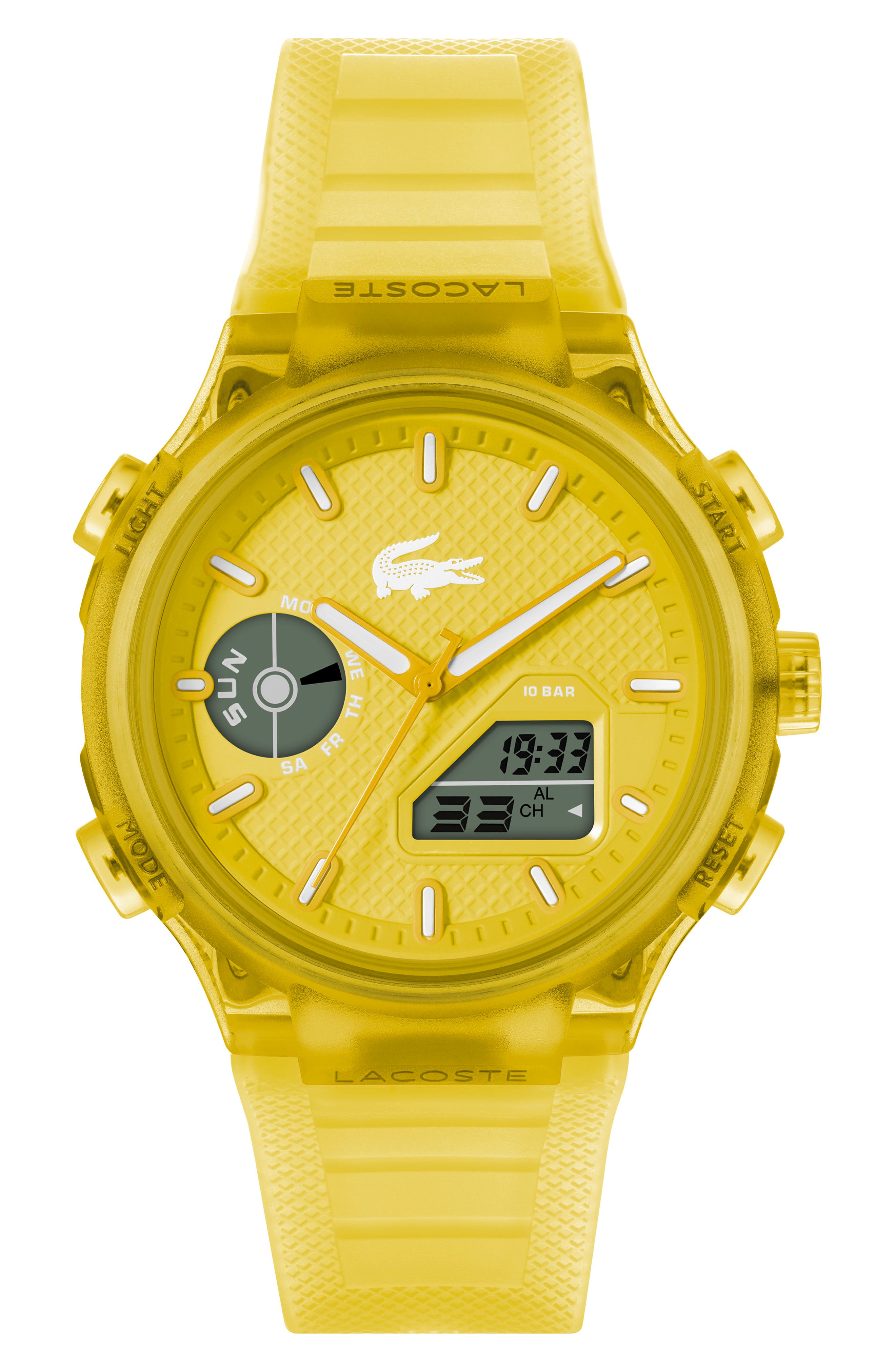 LACOSTE LACOSTE LC33 SILICONE STRAP WATCH, 44MM