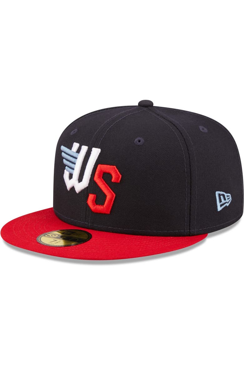 Men's New Era Navy Wichita Wind Surge Authentic Collection Road 59FIFTY Fitted Hat, Alternate, color, Navy