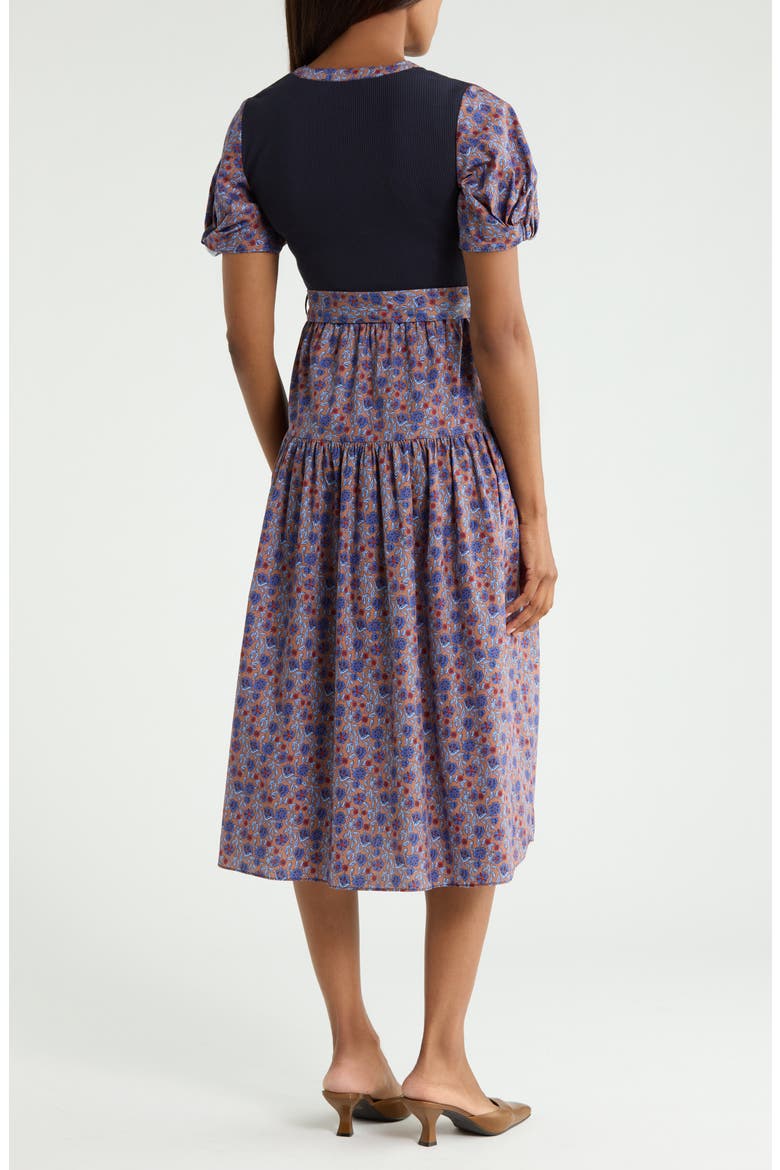 Natalia Mixed Media Dress, Alternate, color, NAVY/ DARK MOCHA MULTI FLORAL