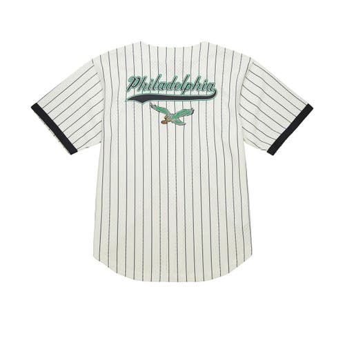 Mitchell & Ness Cream Philadelphia Eagles Vintage Logo Final Seconds Full-button Mesh Top