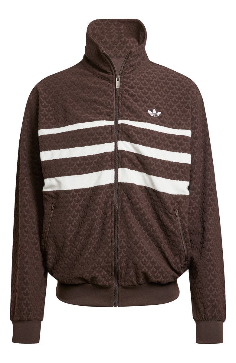 adidas Q12 Monogram Terry Trifoil Track Jacket, Alternate, color, 