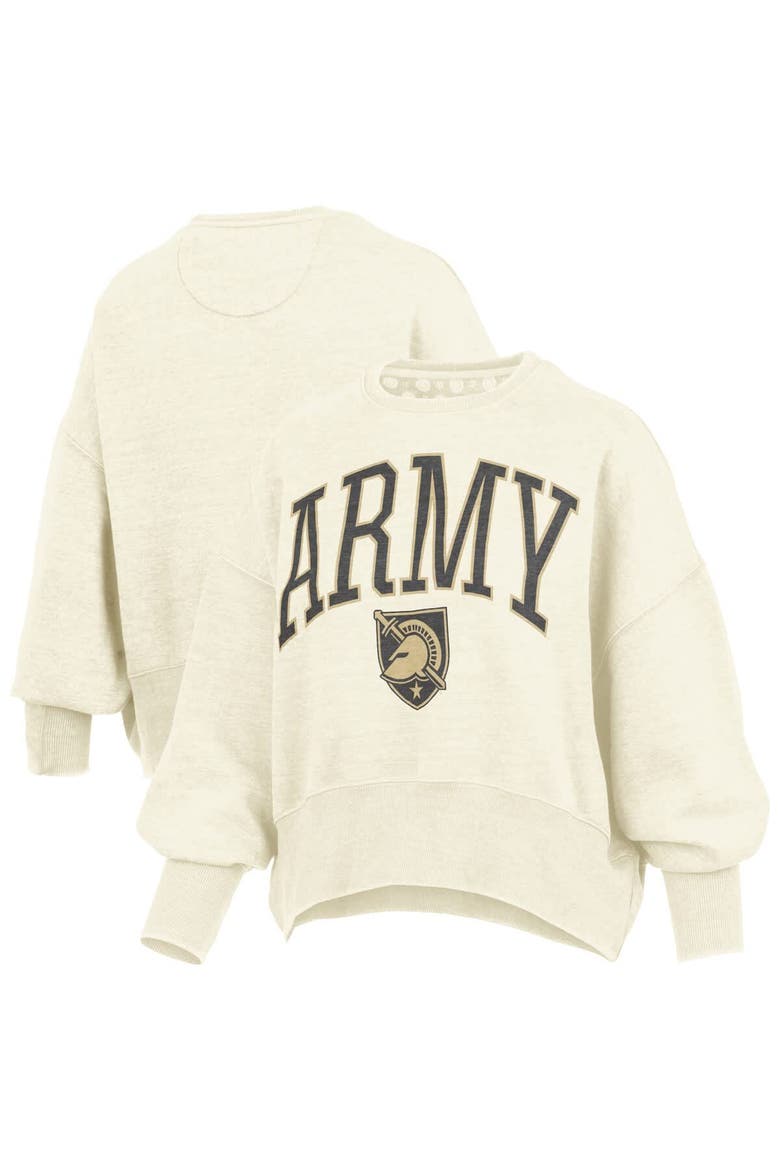 Women's Pressbox Natural Army Black Knights Oversized Waist-Length Crewneck Sweatshirt, Alternate, color, Natural
