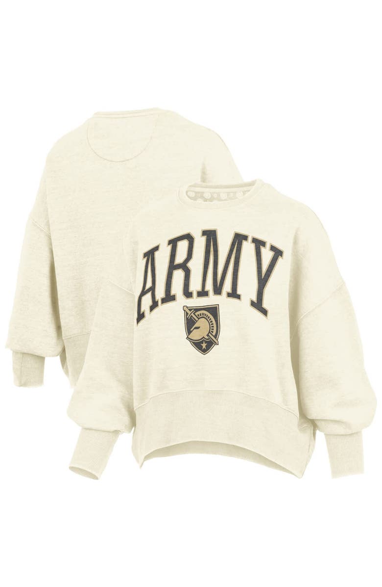 PRESSBOX Women's Pressbox Natural Army Black Knights Oversized Waist-Length Crewneck Sweatshirt, Alternate, color, 
