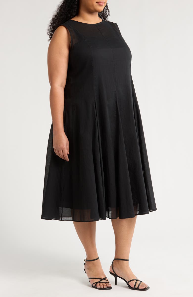 Marina Rinaldi Corvino Cotton Sleeveless Midi Dress, Alternate, color, Black