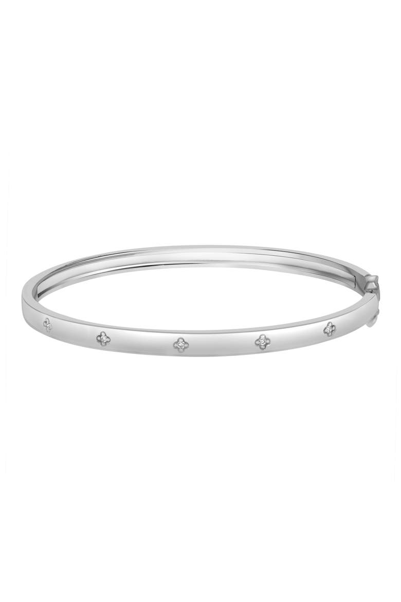 Sterling Silver Diamond Hinged Bangle Bracelet, Main, color, SILVER/ WHITE