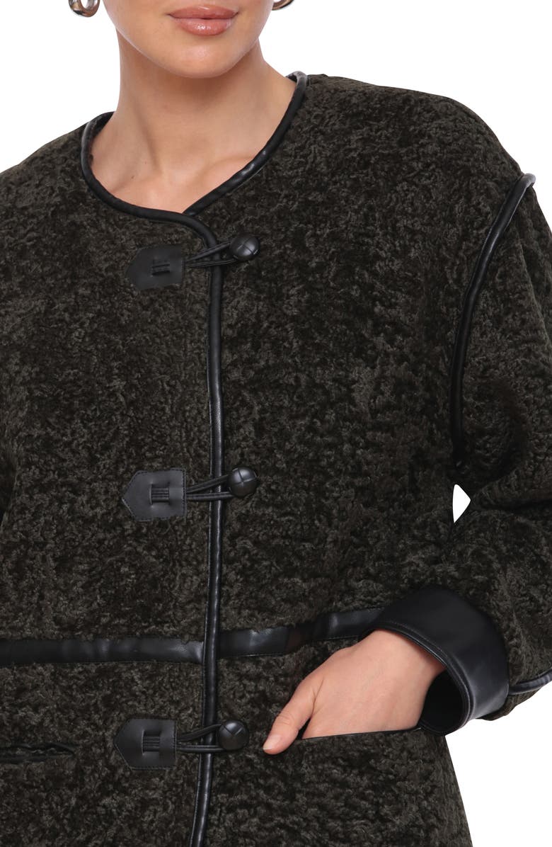 Avec Les Filles Faux Leather Trim Coat, Alternate, color, 