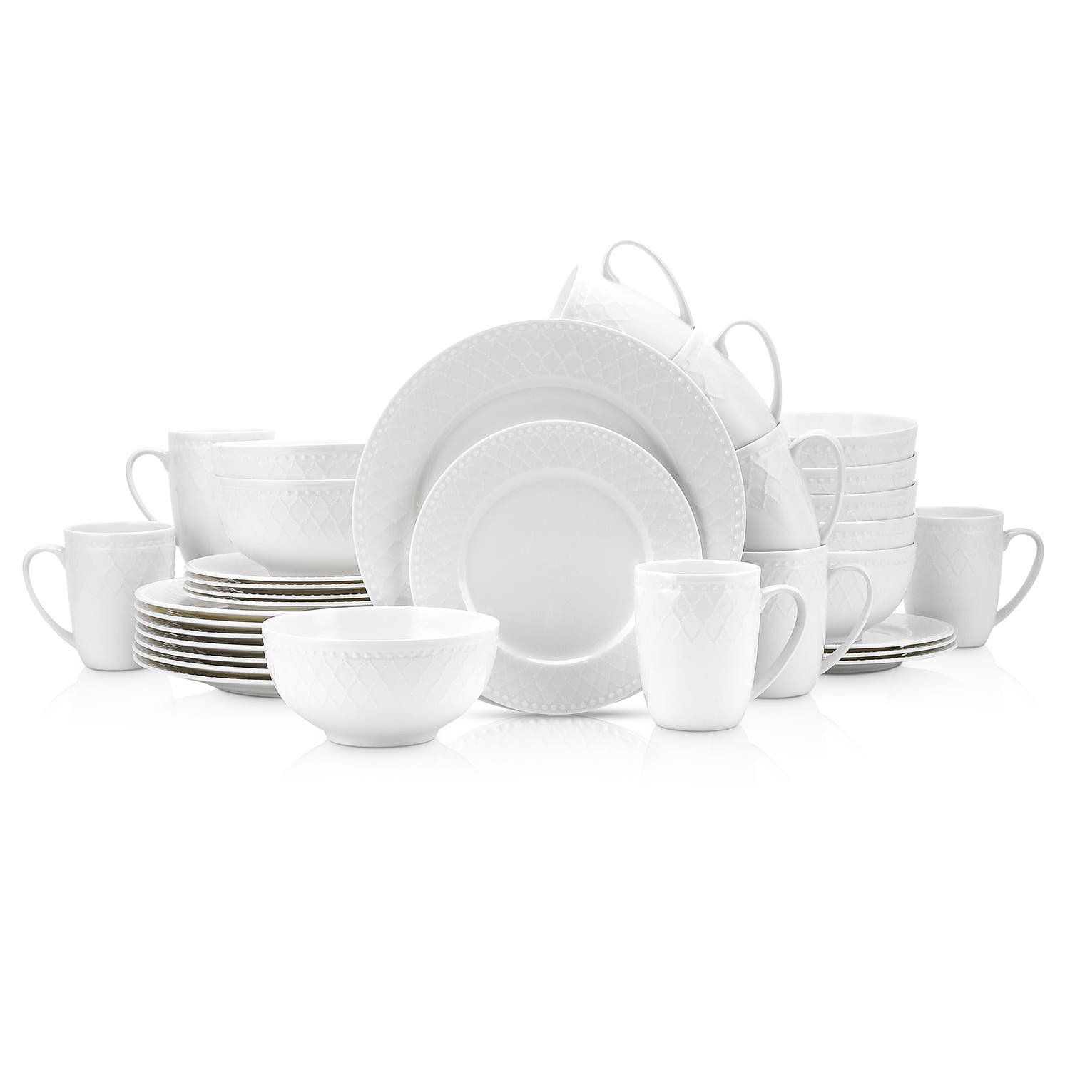 Stone Lain Alexandria Bone China 32-piece Dinnerware Set In White