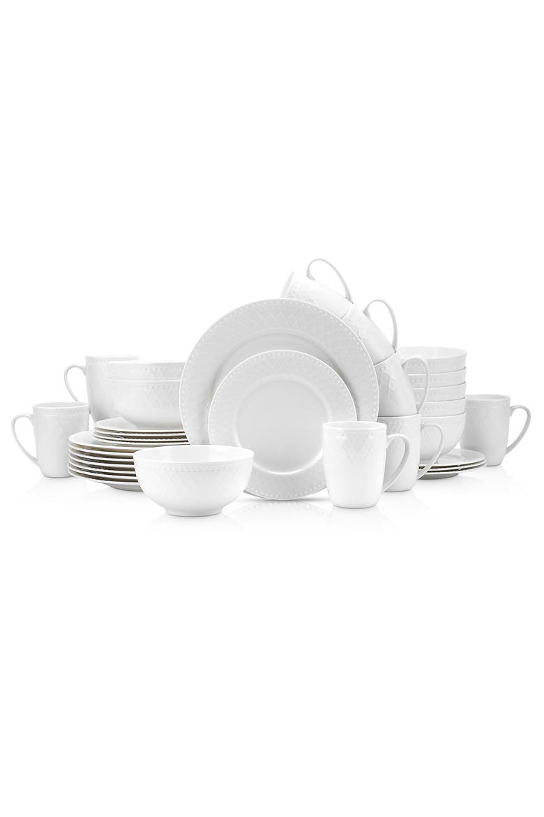 Alexandria Bone China 32-Piece Dinnerware Set, Main, color, White