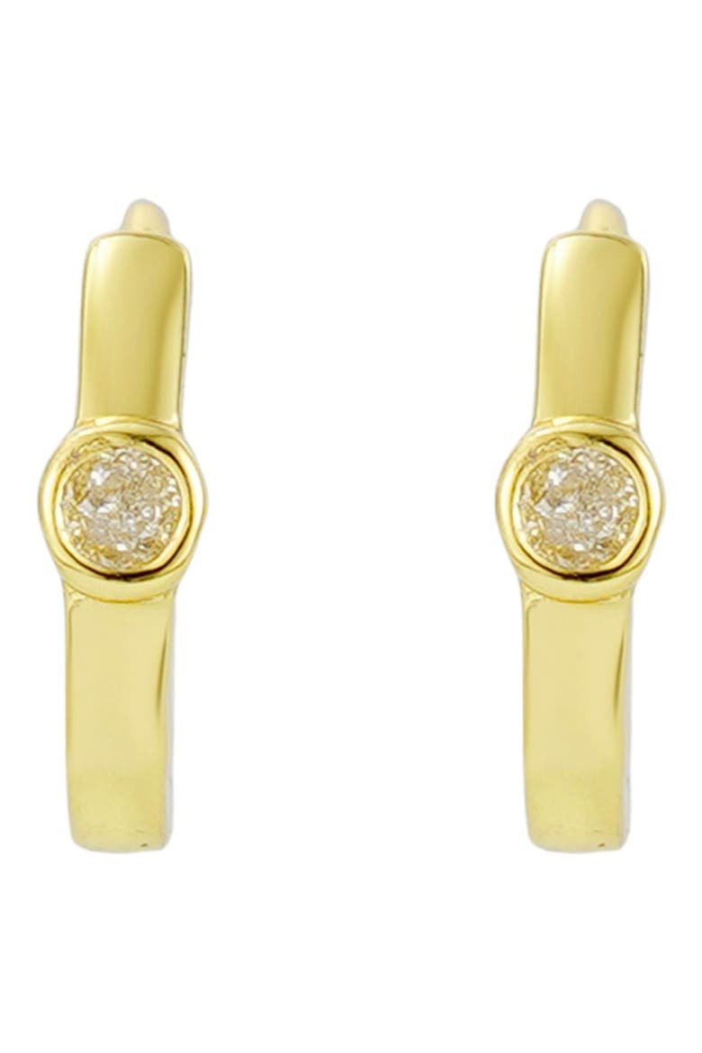 Diamond Bezel Huggie Hoop Earrings, Alternate, color, GOLD