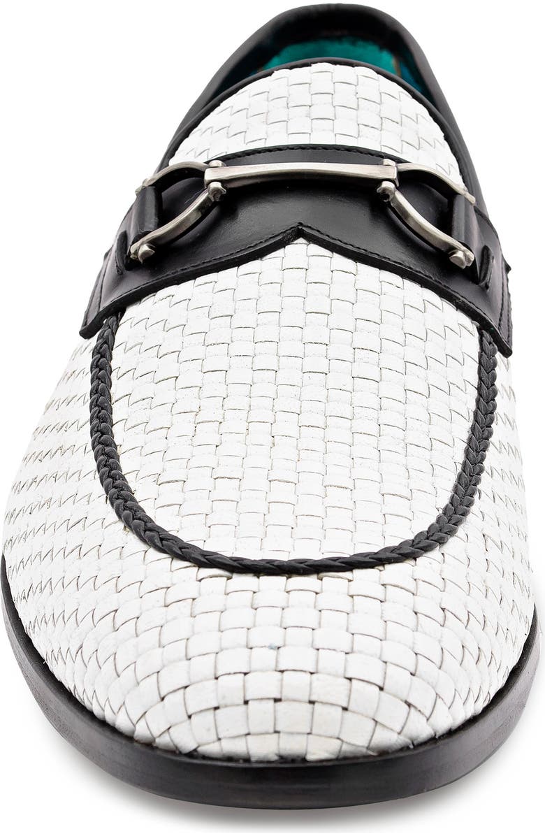 Mezlan Salva Bit Ornament Leather Loafer, Alternate, color, White / Black