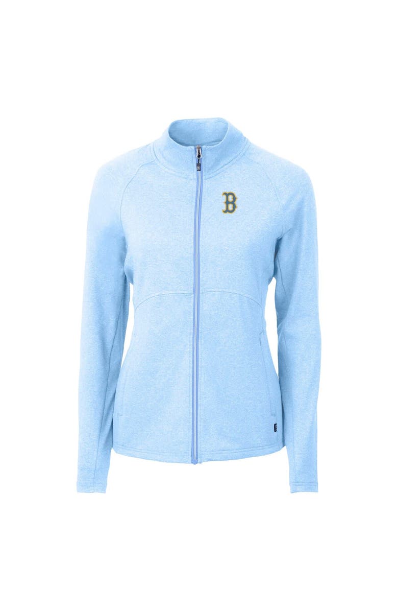Cutter & Buck Women's Cutter & Buck Heather Powder Blue Boston Red Sox City Connect Adapt Eco Knit Recycled Full-Zip Jacket, Alternate, color,