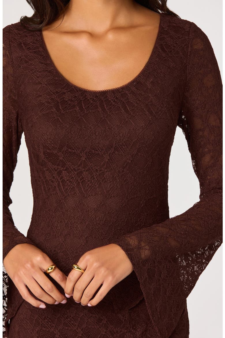 Long Sleeve Lace A-Line Maxi Dress, Alternate, color, CHOCOLATE BROWN