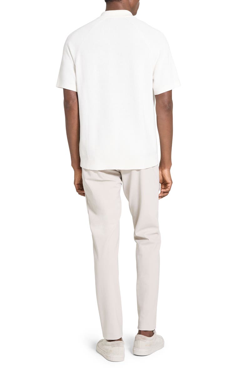 Theory Tactile Cotton Quarter Zip Polo, Alternate, color, Winter Ivory