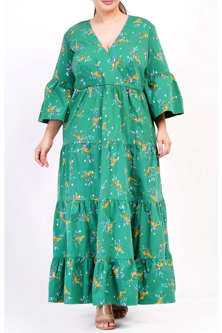 Sariah Poplin Maxi Dress, Main, color, Lucky Cheetah Verdant Green