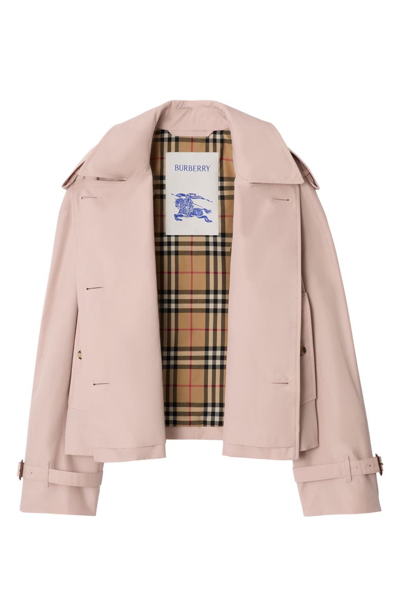 Burberry Haltye Cotton Gabardine Crop Trench Jacket, Alternate, color, Pale Sugar Pink
