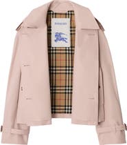 Burberry Haltye Cotton Gabardine Crop Trench Jacket