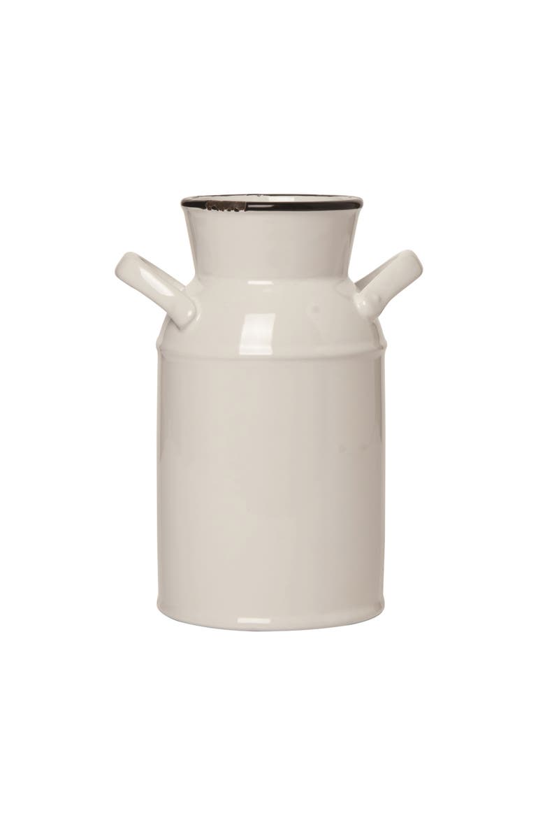 7.5 Inch White Ceramic Spring Vintage Milk Jug Decorative Object for Home Decor and Tabletop Display, Main, color, White