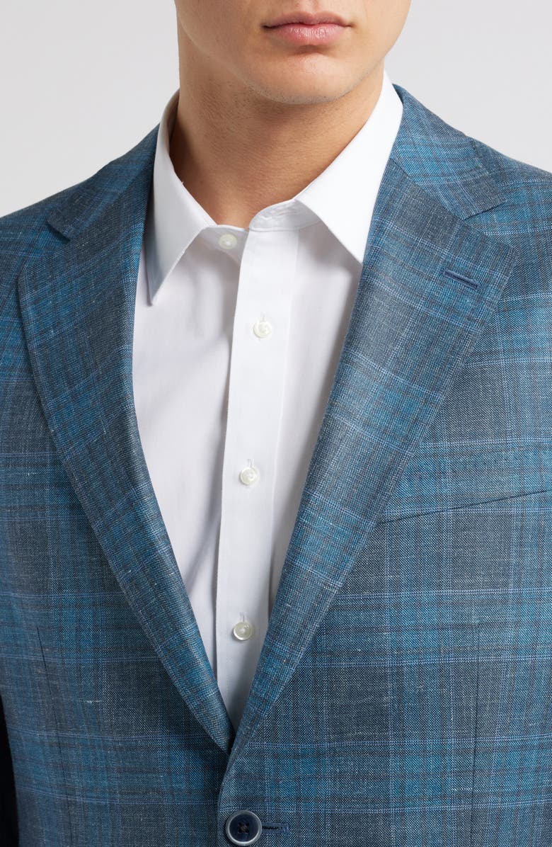 Peter Millar Hyperlight Soft Plaid Wool & Silk Blend Sport Coat, Alternate, color, Green