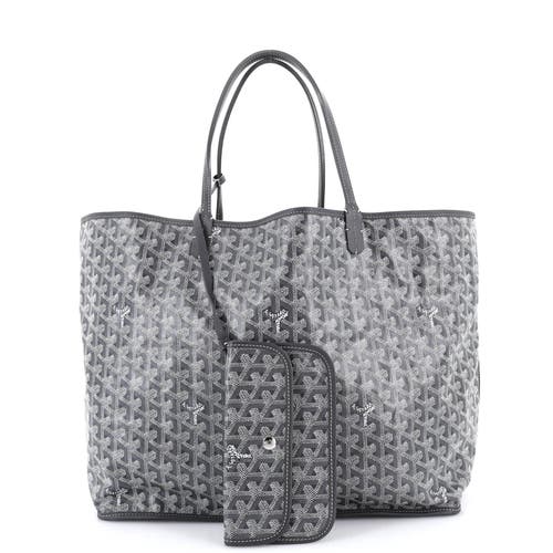 Pre-owned Goyard Goyard Anjou Reversible Tote Coated Canvas Gm In Gray