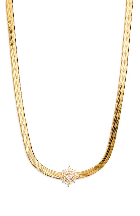 Cubic Zirconia Burst Snake Chain Necklace