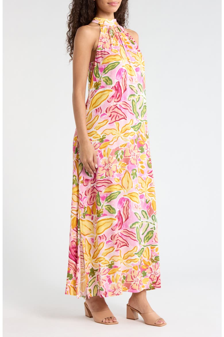 Floral Challis Maxi Dress, Alternate, color, PLUSH PINK
