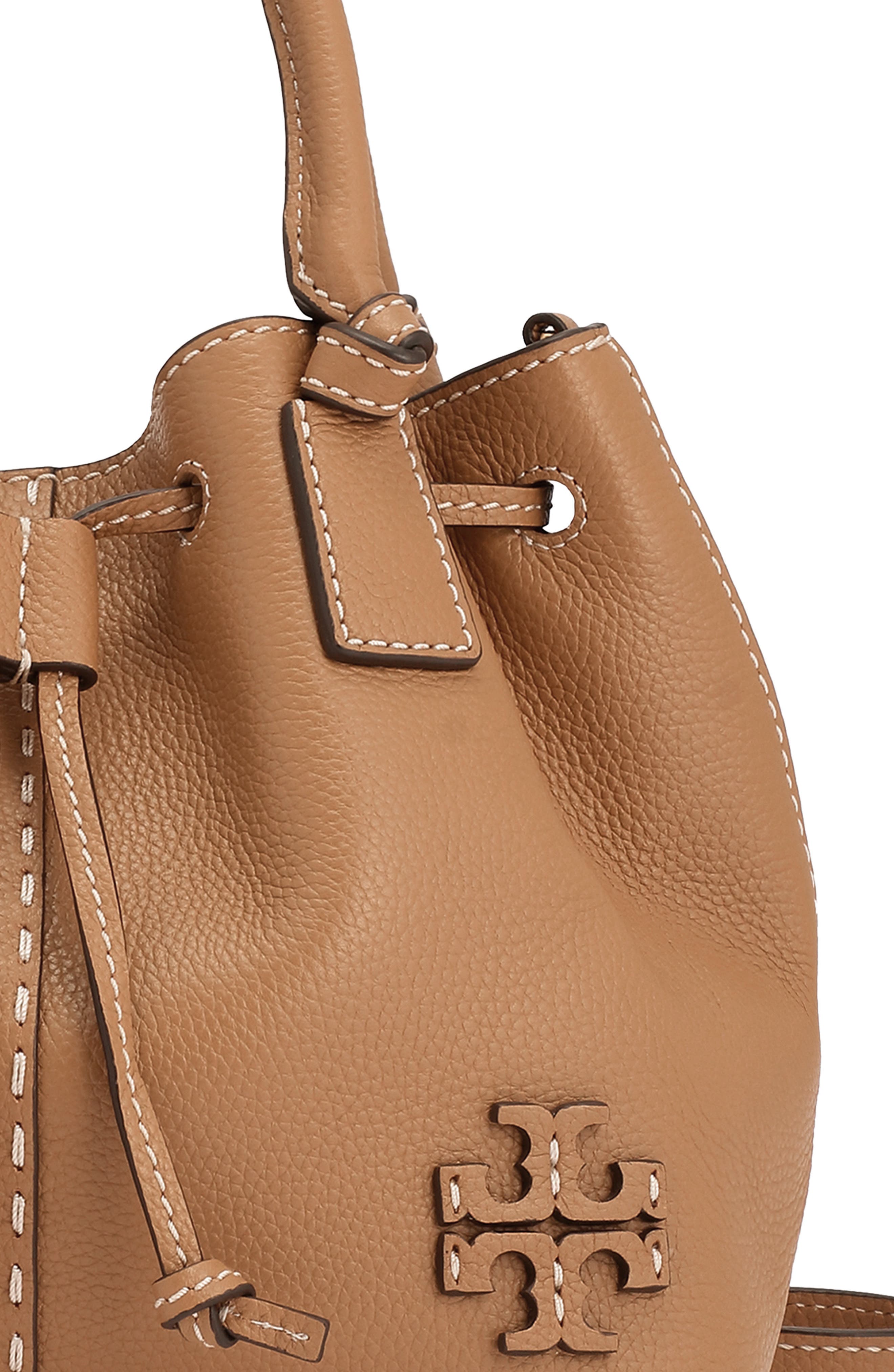 McGraw Small Drawstring Leather Satchel, Alternate, color, TIRAMISU