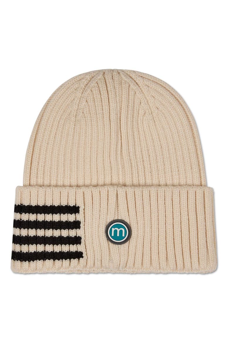 Stripe Ribbed Knit Beanie, Main, color, Ivory