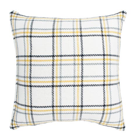 Honey Bee Plaid Woven Throw Pillow, 18" x 18"