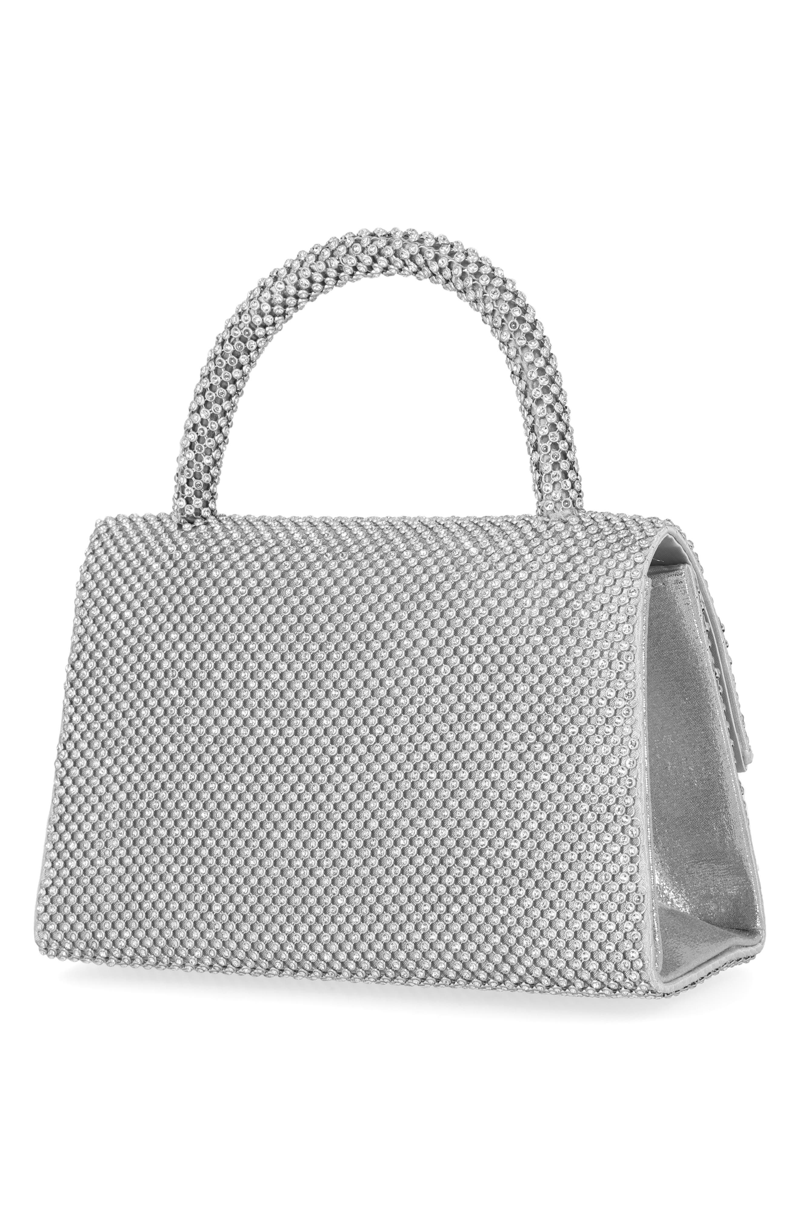 Jessica McClintock Remi Crystal Top Handle Bag, Alternate, color, 42N-Silver
