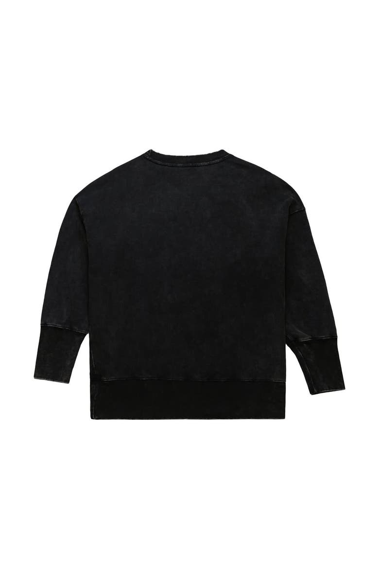 Women's Mitchell & Ness  Black Detroit Lions Delineate Mineral Wash Crewneck Sweatshirt, Alternate, color, Black