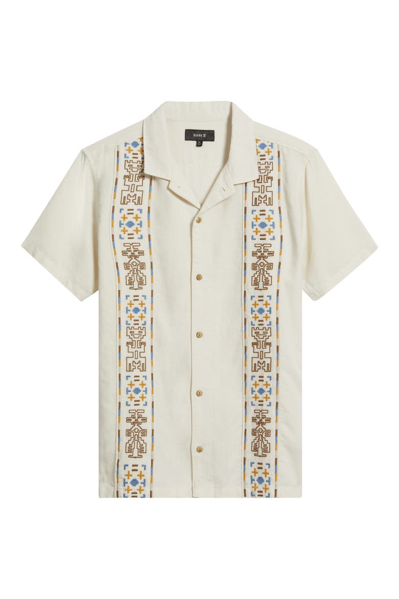 Gonzo Embroidered Organic Cotton & Linen Camp Shirt, Alternate, color, IOY