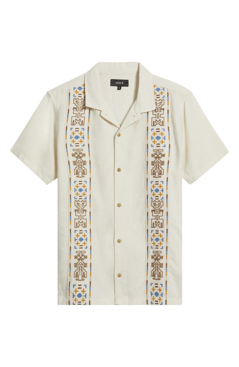 Roark Gonzo Embroidered Organic Cotton & Linen Camp Shirt, Alternate, color, Ioy