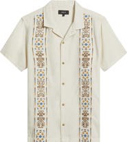 Roark Gonzo Embroidered Organic Cotton & Linen Camp Shirt