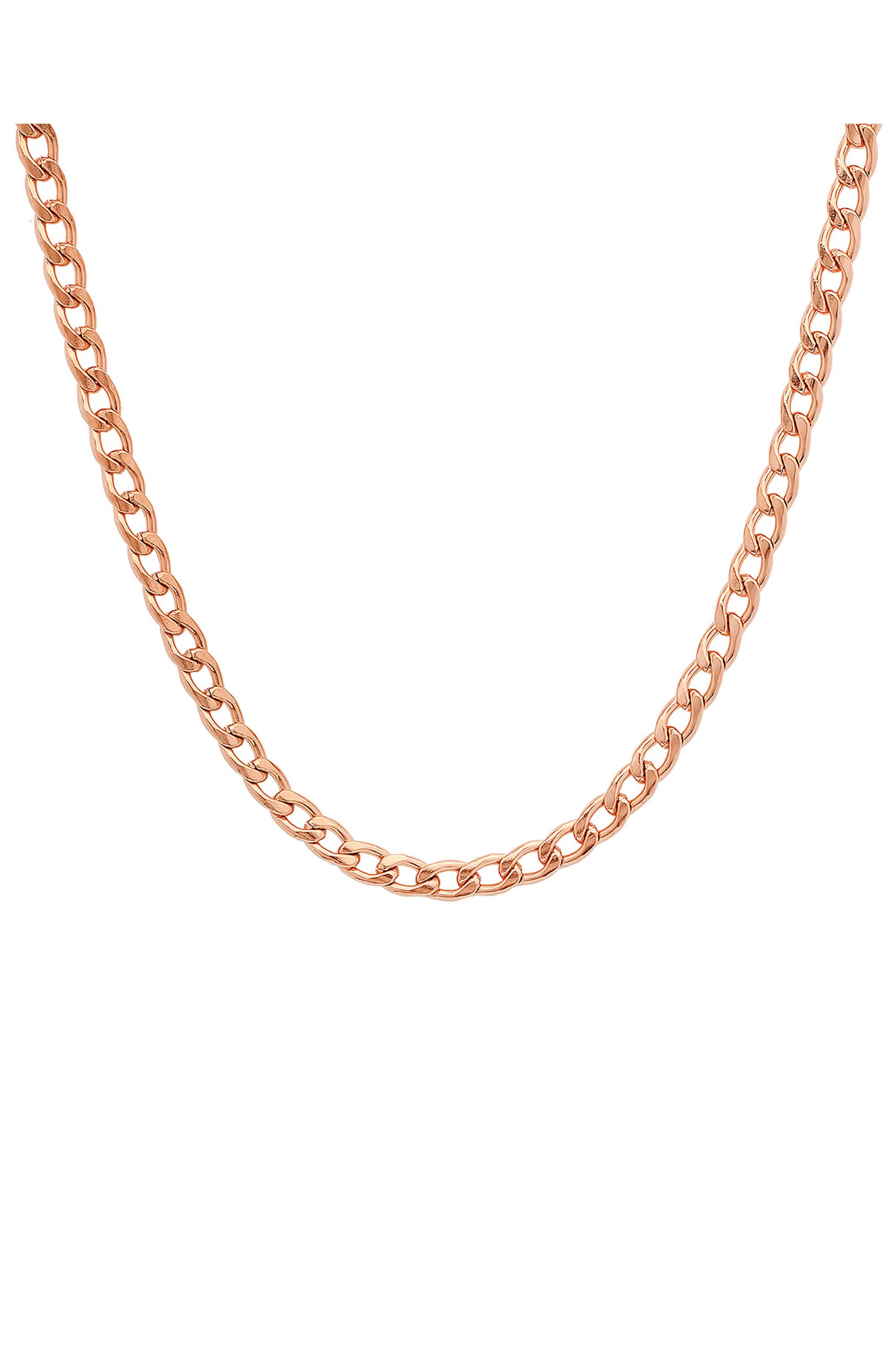 18k Rose Gold Plated Curb Chain Necklace
